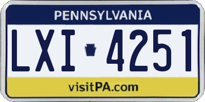 PA license plate LXI4251