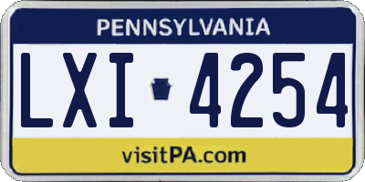 PA license plate LXI4254