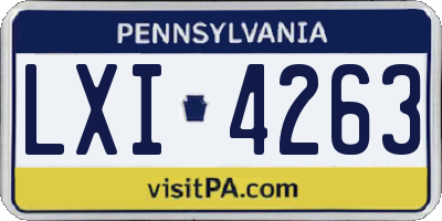 PA license plate LXI4263
