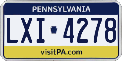 PA license plate LXI4278