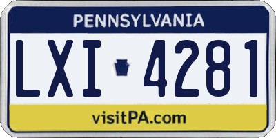 PA license plate LXI4281