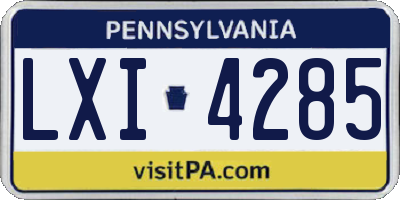 PA license plate LXI4285