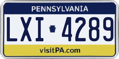 PA license plate LXI4289