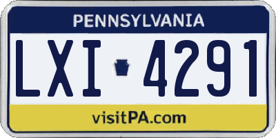 PA license plate LXI4291