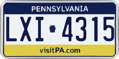 PA license plate LXI4315