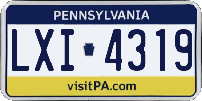 PA license plate LXI4319