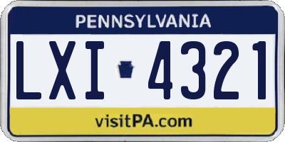 PA license plate LXI4321