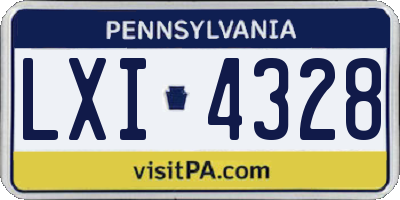 PA license plate LXI4328