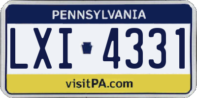 PA license plate LXI4331