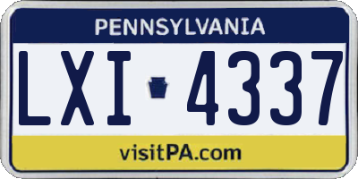 PA license plate LXI4337