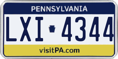 PA license plate LXI4344