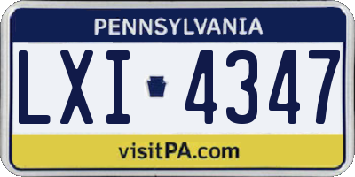 PA license plate LXI4347