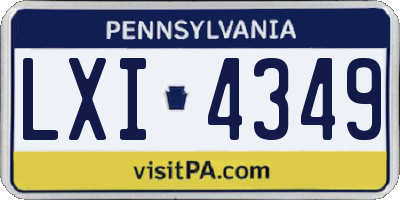 PA license plate LXI4349