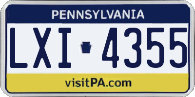PA license plate LXI4355