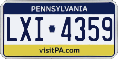 PA license plate LXI4359