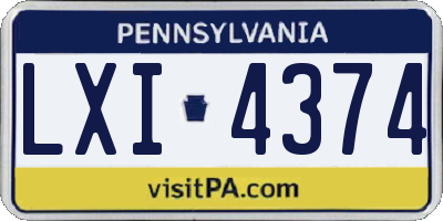 PA license plate LXI4374