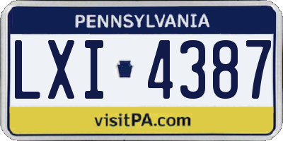 PA license plate LXI4387