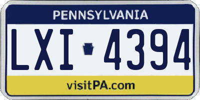 PA license plate LXI4394