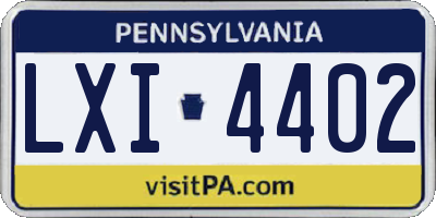 PA license plate LXI4402