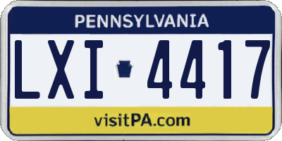PA license plate LXI4417