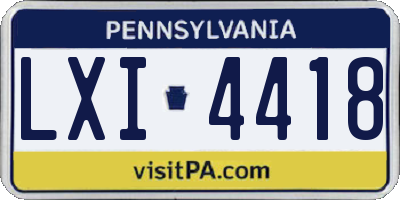 PA license plate LXI4418