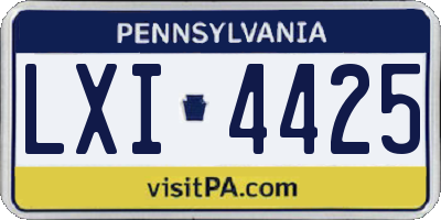 PA license plate LXI4425