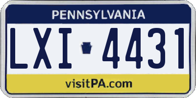 PA license plate LXI4431
