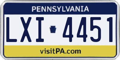PA license plate LXI4451