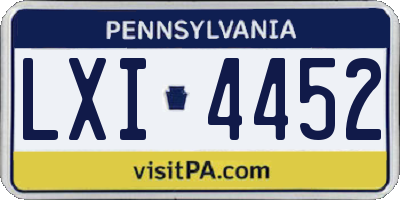 PA license plate LXI4452