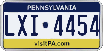 PA license plate LXI4454
