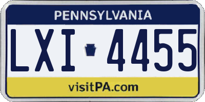 PA license plate LXI4455