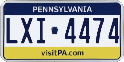 PA license plate LXI4474