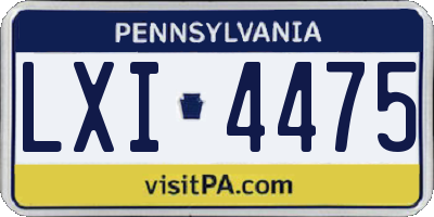 PA license plate LXI4475