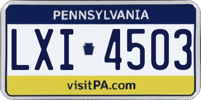 PA license plate LXI4503