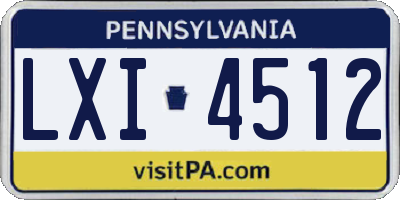 PA license plate LXI4512
