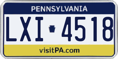 PA license plate LXI4518