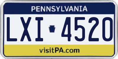 PA license plate LXI4520
