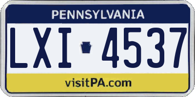 PA license plate LXI4537