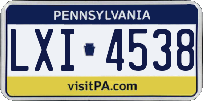PA license plate LXI4538