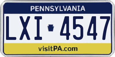PA license plate LXI4547