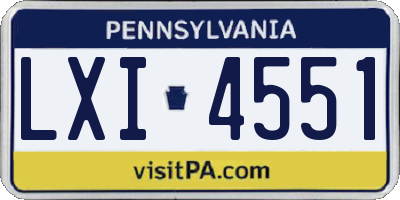 PA license plate LXI4551