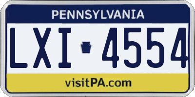 PA license plate LXI4554