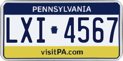 PA license plate LXI4567