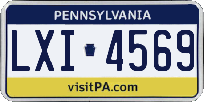 PA license plate LXI4569