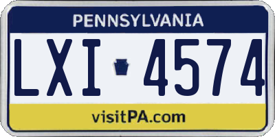 PA license plate LXI4574