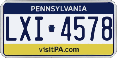 PA license plate LXI4578