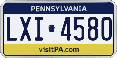 PA license plate LXI4580