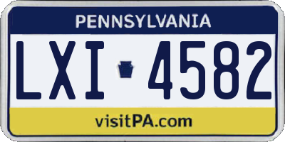 PA license plate LXI4582