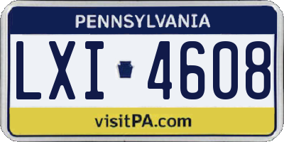 PA license plate LXI4608