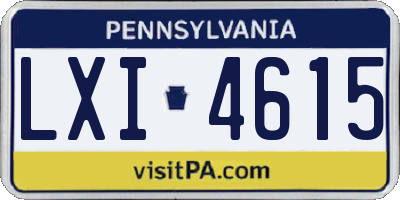 PA license plate LXI4615
